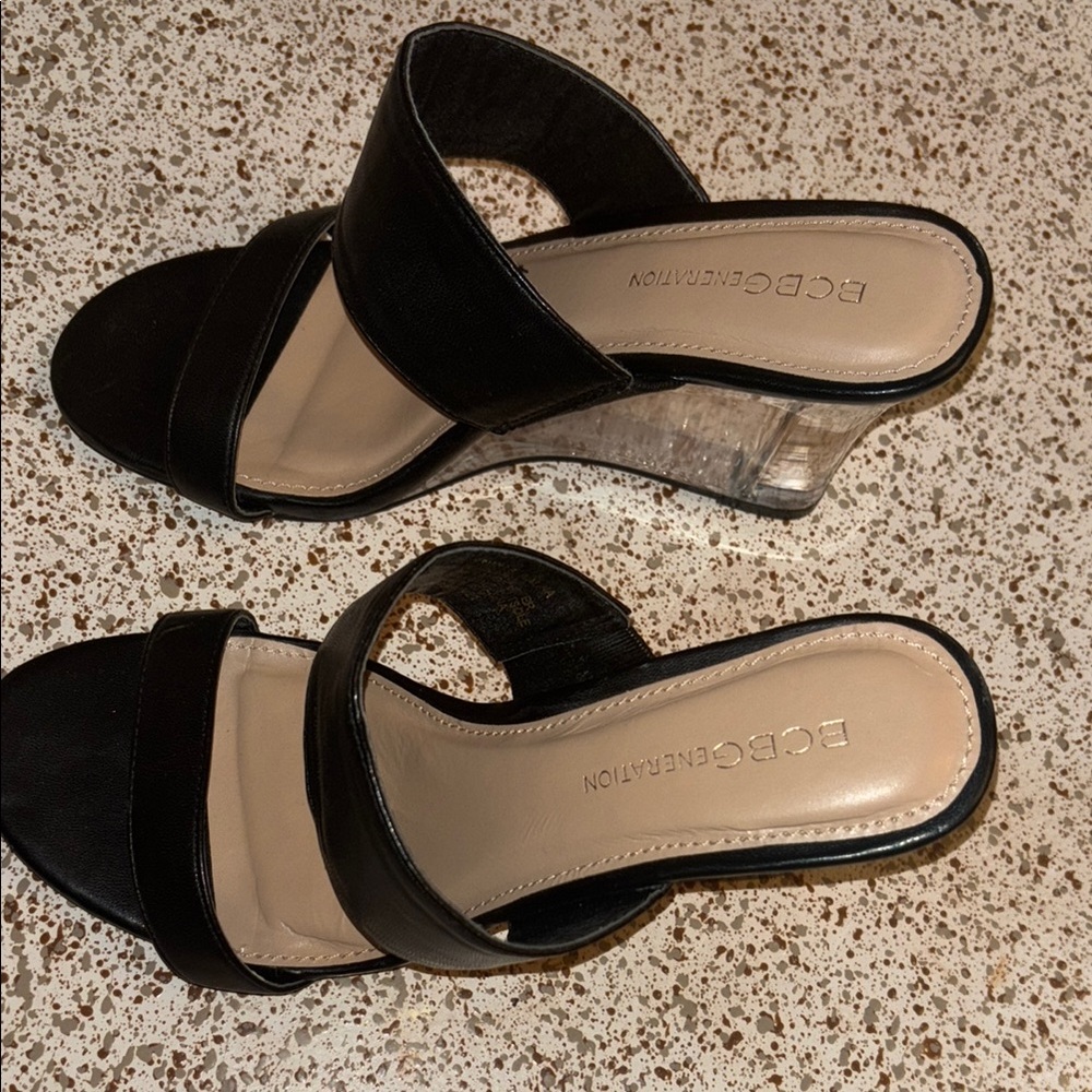 BCBGeneration Black Heels with Modern Transparent Design size 8